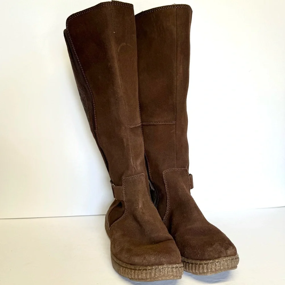 Clarks Collection Brown Suede Tall Shaft Boots Caroline Style Knee High Size 6